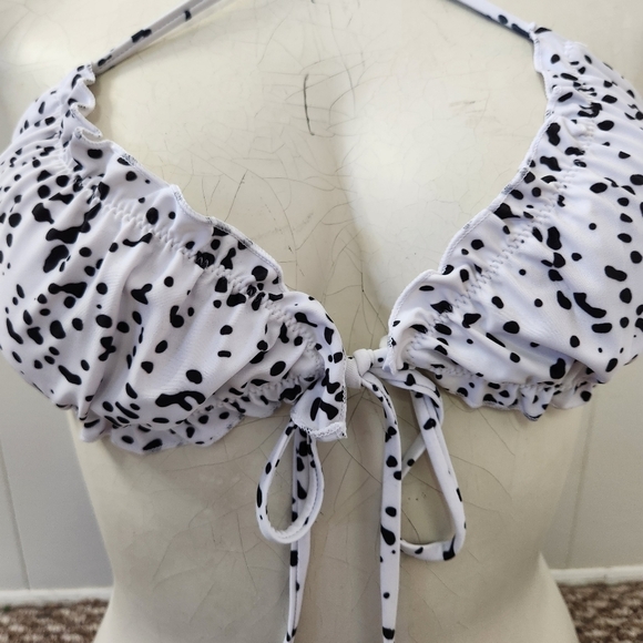 Zaful NEW White Polka Dot Cheeky Bikini Swim Suit Swimsuit Halter Strappy - Picture 4 of 11